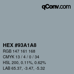 カラーコード: HEX #93A1A8 | qconv.com