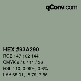 Código de color: HEX #93A290 | qconv.com