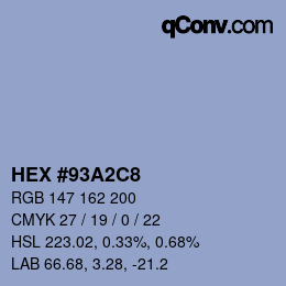 Código de color: HEX #93A2C8 | qconv.com