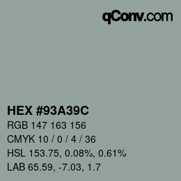 Color code: HEX #93A39C | qconv.com