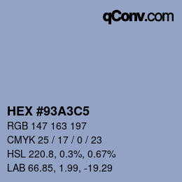 Color code: HEX #93A3C5 | qconv.com