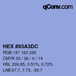 Código de color: HEX #93A3DC | qconv.com