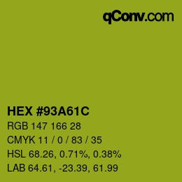 颜色代码: HEX #93A61C | qconv.com