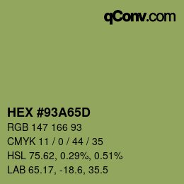 Color code: HEX #93A65D | qconv.com