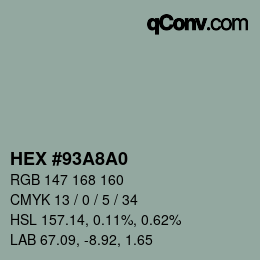 Color code: HEX #93A8A0 | qconv.com