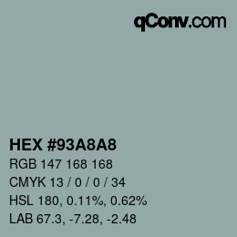 Color code: HEX #93A8A8 | qconv.com