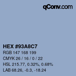 カラーコード: HEX #93A8C7 | qconv.com