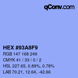 カラーコード: HEX #93A8F9 | qconv.com