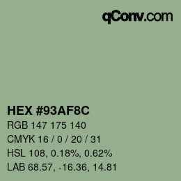 Color code: HEX #93AF8C | qconv.com