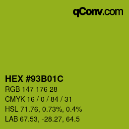 颜色代码: HEX #93B01C | qconv.com