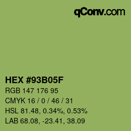 颜色代码: HEX #93B05F | qconv.com