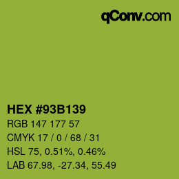 Color code: HEX #93B139 | qconv.com