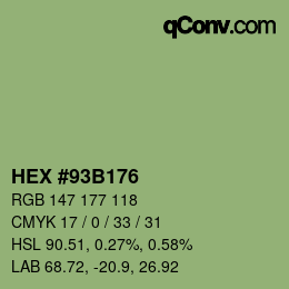 カラーコード: HEX #93B176 | qconv.com