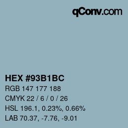 Color code: HEX #93B1BC | qconv.com