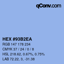 Color code: HEX #93B2EA | qconv.com
