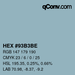 Color code: HEX #93B3BE | qconv.com