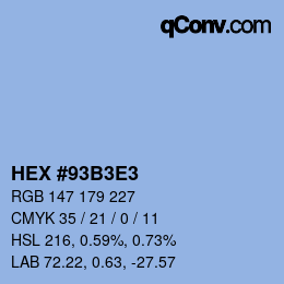 颜色代码: HEX #93B3E3 | qconv.com