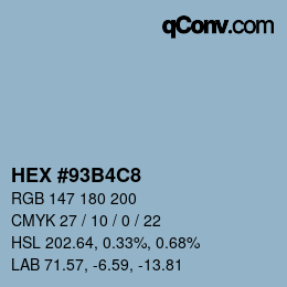 Farbcode: HEX #93B4C8 | qconv.com