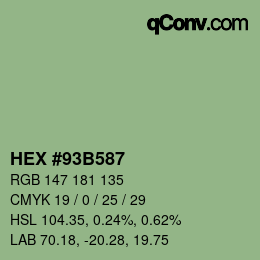 颜色代码: HEX #93B587 | qconv.com