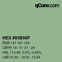 Farbcode: HEX #93B58F | qconv.com