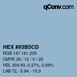 カラーコード: HEX #93B5CD | qconv.com