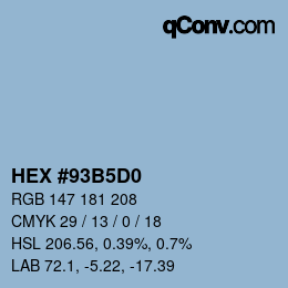 カラーコード: HEX #93B5D0 | qconv.com