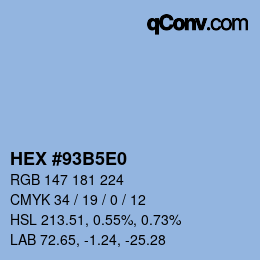Color code: HEX #93B5E0 | qconv.com