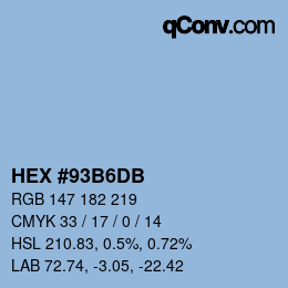 カラーコード: HEX #93B6DB | qconv.com