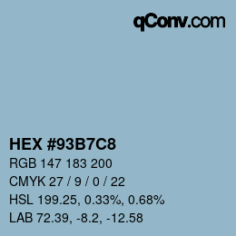Código de color: HEX #93B7C8 | qconv.com