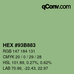 Color code: HEX #93B883 | qconv.com