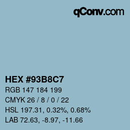 Color code: HEX #93B8C7 | qconv.com