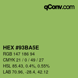 Código de color: HEX #93BA5E | qconv.com