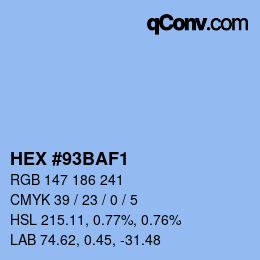Color code: HEX #93BAF1 | qconv.com