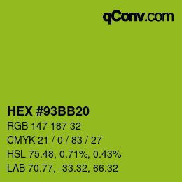 Color code: HEX #93BB20 | qconv.com