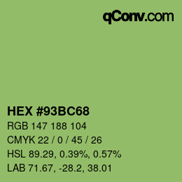 Color code: HEX #93BC68 | qconv.com