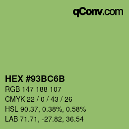 Color code: HEX #93BC6B | qconv.com