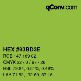 Color code: HEX #93BD3E | qconv.com