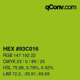 Color code: HEX #93C016 | qconv.com