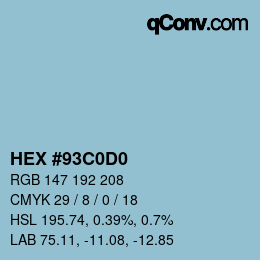 カラーコード: HEX #93C0D0 | qconv.com