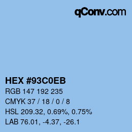 Color code: HEX #93C0EB | qconv.com