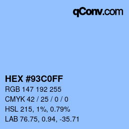 Color code: HEX #93C0FF | qconv.com