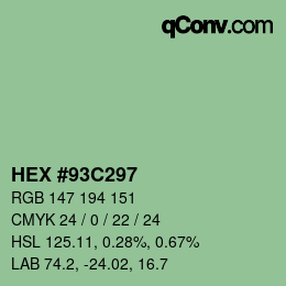 カラーコード: HEX #93C297 | qconv.com