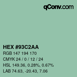 Color code: HEX #93C2AA | qconv.com