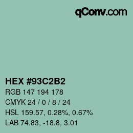 Color code: HEX #93C2B2 | qconv.com