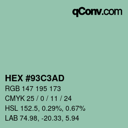 Color code: HEX #93C3AD | qconv.com