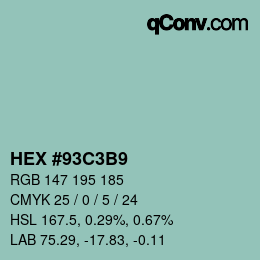 Farbcode: HEX #93C3B9 | qconv.com