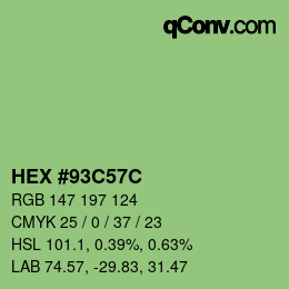 Color code: HEX #93C57C | qconv.com