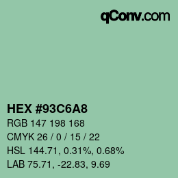 カラーコード: HEX #93C6A8 | qconv.com