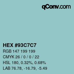 Color code: HEX #93C7C7 | qconv.com