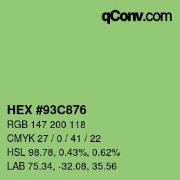 Color code: HEX #93C876 | qconv.com